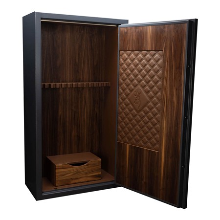 ARMOIRE FORTE BROWNING CUIR ET BOIS 14 ARMES HERITAGE