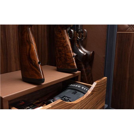 ARMOIRE FORTE BROWNING CUIR ET BOIS 14 ARMES HERITAGE