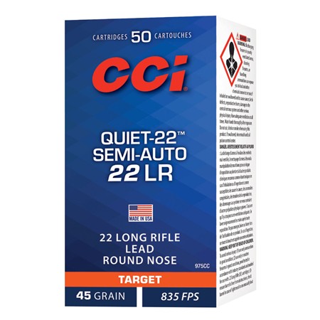 BALLE 22LR CCI QUIET-22 SEMI AUTO - 45GR - CALIBRE 22 LONG RIFLE