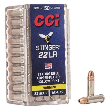 Balle 22Lr Cci Varmint Stinger Pointe Creuse Cuivrée - 32Gr - Calibre 22Lr
