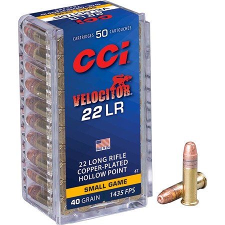 Balle 22Lr Cci Velocitor Copper Plated Hollow Point - 40Gr - Calibre 22Lr