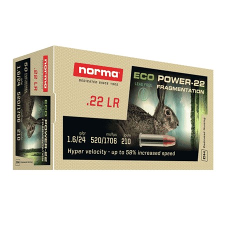 Balle 22Lr Norma Eco Power Rn Zinc Sans Plomb - 25Gr - Calibre 22 Long Rifle