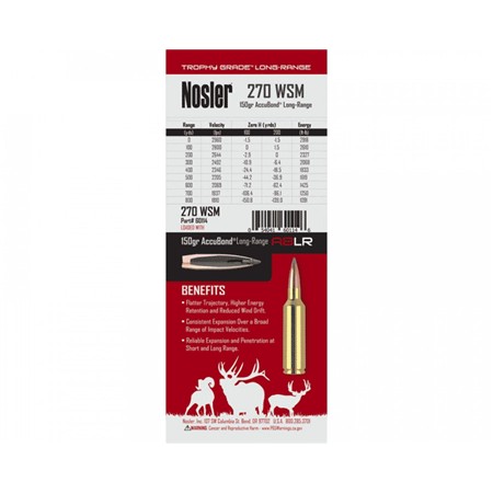 BALLE DE CHASSE NOSLER TGA - 150GR - CALIBRE 270 WSM
