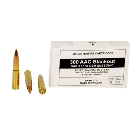 Balle De Chasse Sako Subsonic - 220Gr - Calibre 300 Aac Blackout