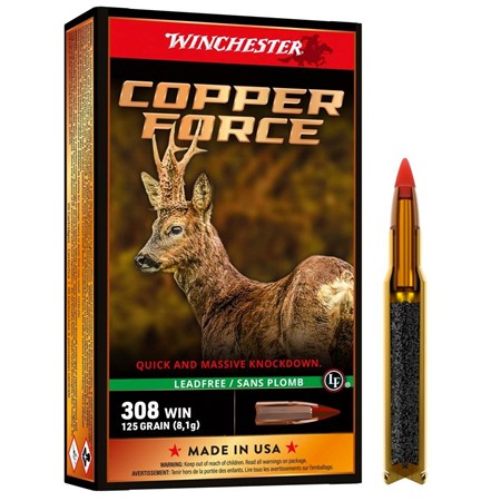 Balle De Chasse Winchester Copper Force Sans Plomb - 125Gr - Calibre 308 Winchester