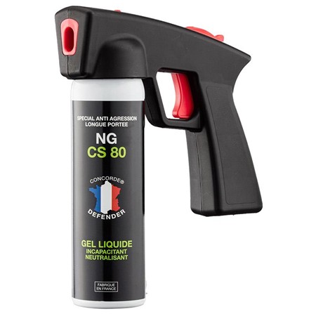 Bombe Lacrymogène Concorde Defender Aérosol Gel Cs 80 100 Ml Avec Poignée - Nouvelle Génération
