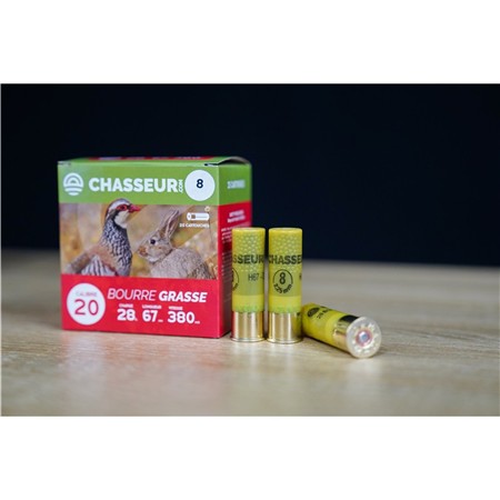 CARTOUCHE DE CHASSE CHASSEUR.COM BOURRE GRASSE - 28G - CALIBRE 20