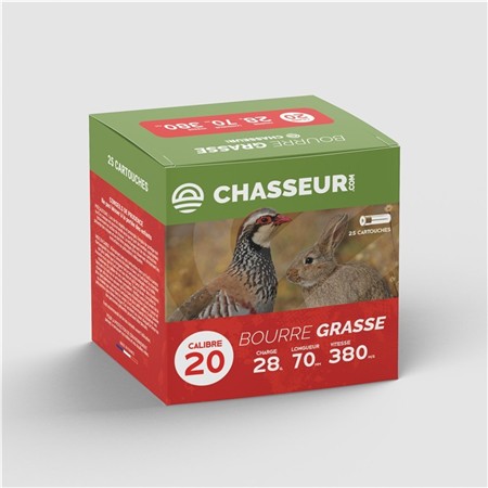 Cartouche De Chasse Chasseur.Com Bourre Grasse - 28G - Calibre 20