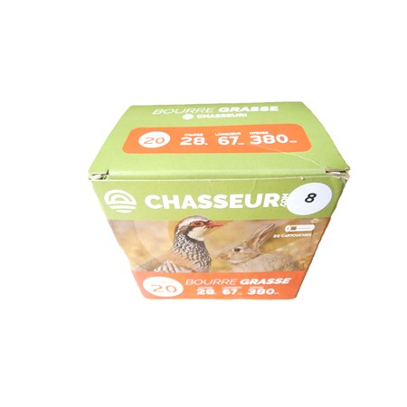 Cartouche De Chasse Chasseur.Com Bourre Grasse - 28G - Calibre 20 - Plomb N°8