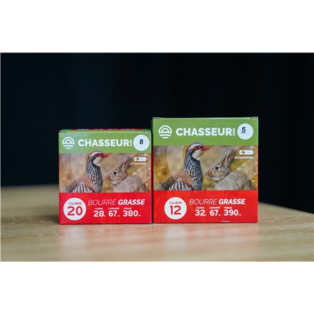 CARTOUCHE DE CHASSE CHASSEUR.COM BOURRE GRASSE - 32G - CALIBRE 12