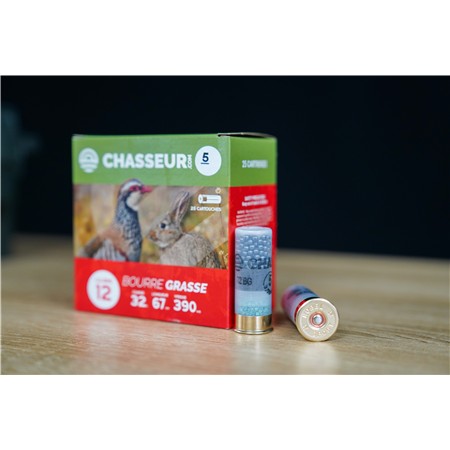 CARTOUCHE DE CHASSE CHASSEUR.COM BOURRE GRASSE - 32G - CALIBRE 12