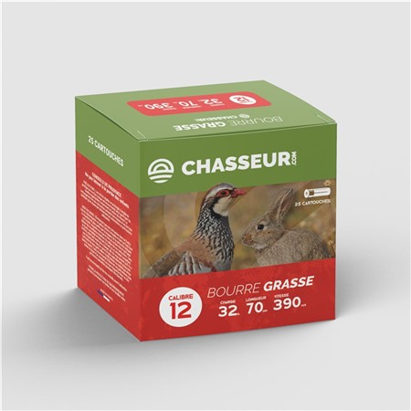 Cartouche De Chasse Chasseur.Com Bourre Grasse - 32G - Calibre 12