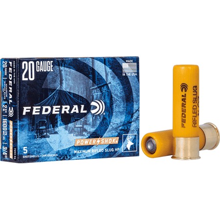 Cartouche De Chasse Federal Power-Shok Rifled Slug Pointe Creuse - 21Gr - Calibre 20