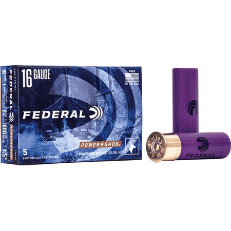 Cartouche De Chasse Federal Power-Shok Rifled Slug Pointe Creuse - 23Gr - Calibre 16