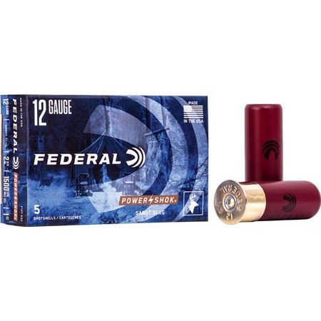 Cartouche De Chasse Federal Power-Shok Rifled Slug Pointe Creuse - 36Gr - Calibre 12