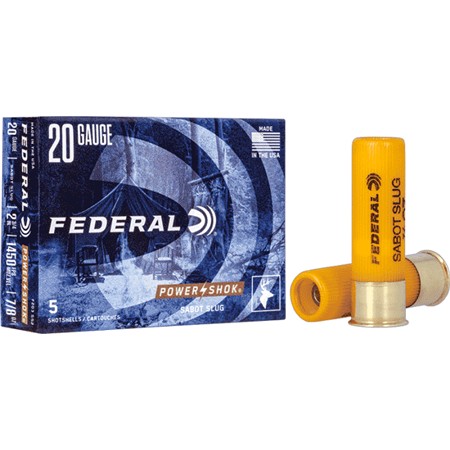 CARTOUCHE DE CHASSE FEDERAL POWER-SHOK SABOT SLUG - 23GR - CALIBRE 20