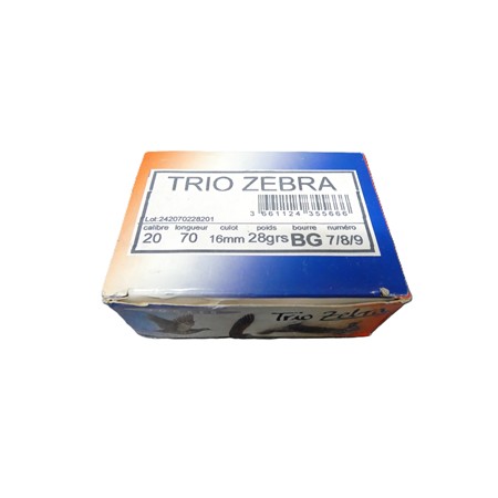 Cartouche De Chasse Jocker Trio Zebra - 28G - Calibre 20 - N°7,8,9
