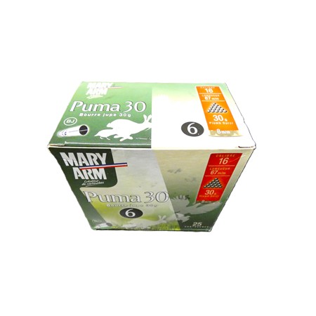 Cartouche De Chasse Mary Arm Puma 30 - 30G - Calibre 16 - N°6
