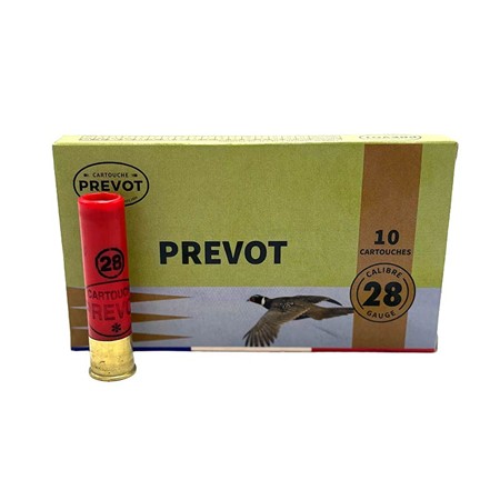 CARTOUCHE DE CHASSE PREVOT SUPER NICKELÉ BOURRE JUPE - 20G - CALIBRE 28