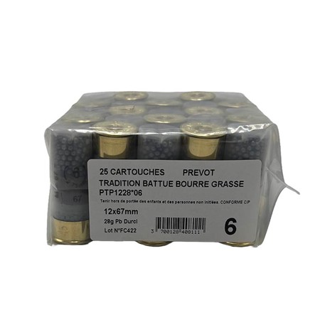 Cartouche De Chasse Prevot Tradition Battue Bourre Grasse - 28G - Calibre 12