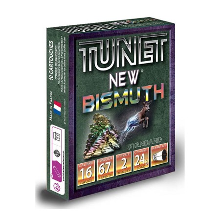 CARTOUCHE DE CHASSE TUNET BISMUTH CHEVREUIL STD - 24G - CALIBRE 16