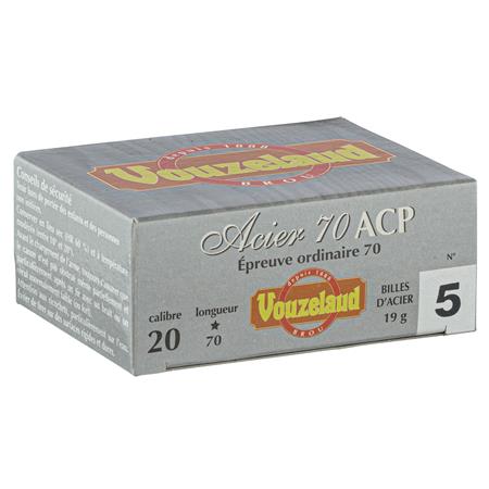 CARTOUCHE DE CHASSE VOUZELAUD ACIER 70 ACP HAUTES PERFORMANCES - CALIBRE 20/70