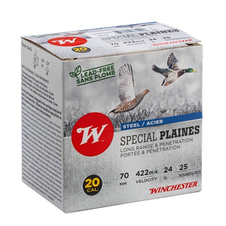 CARTOUCHE DE CHASSE WINCHESTER SPÉCIAL PLAINES ACIER - 24G - CALIBRE 20