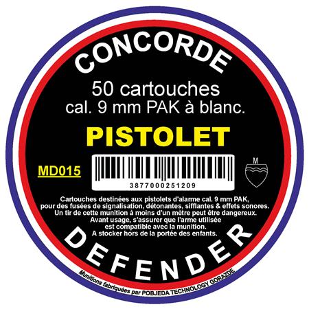 Cartouches À Blanc Concorde Defender - Calibre 9Mm Pak