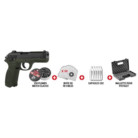 Pack Pistolet À Air Comprimé Gamo Pt-85 Kaki Blow Back Noël 2026